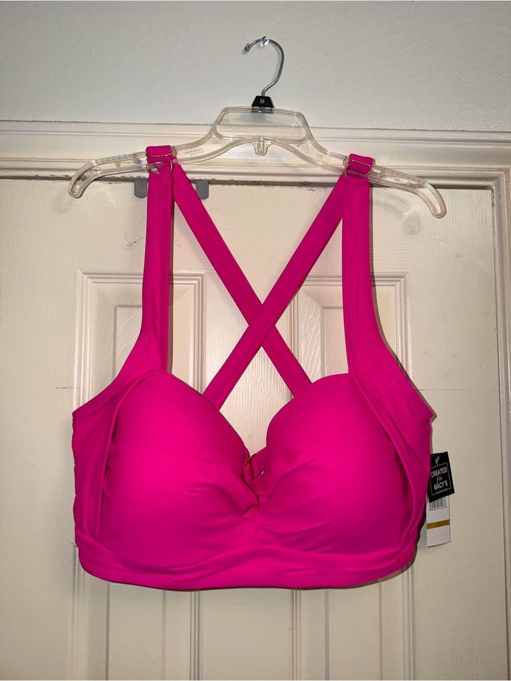Women's Hot Pink Crisscross Strappy Bikini Top